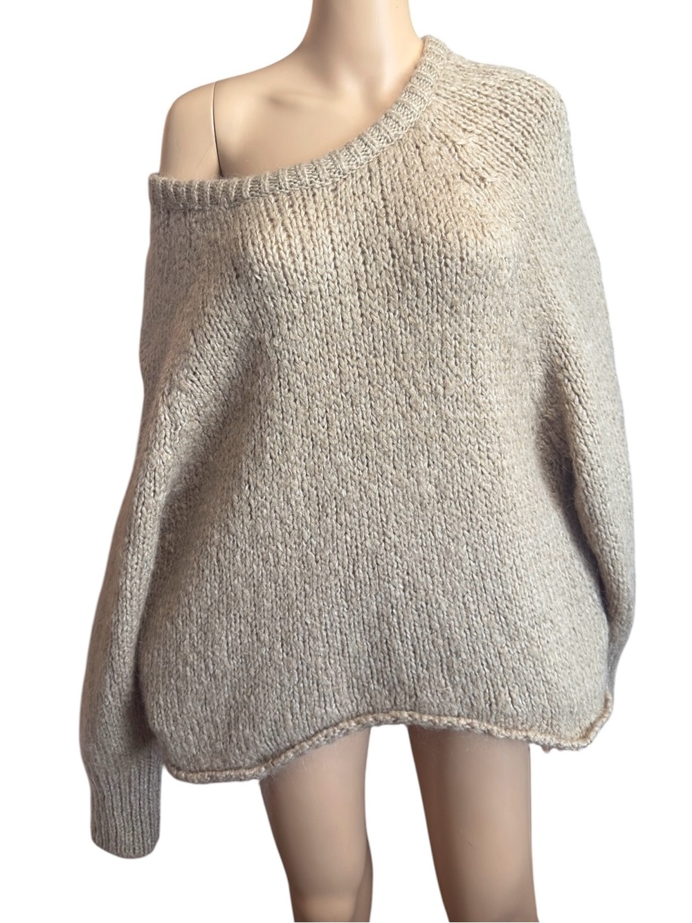 Zara Knit Chunky Sweater in Light Beige